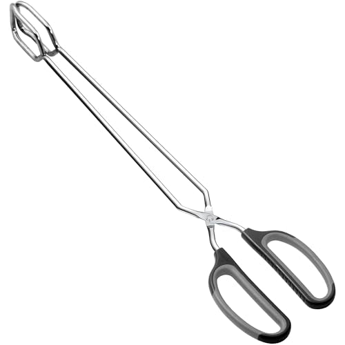 HINMAY Scissor Tongs 16-Inch Extra Long Stainless Steel Barbecue Grilling Tongs (Black Handle) - size: 16"
