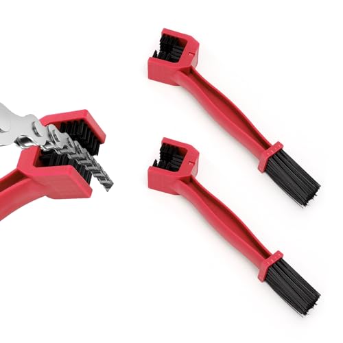 Ziciner 2 PCS Bike or Motorcycle Chain Washer, Motorcycle Chain Gear Dirt Clean Brushes, Universal Bicycle Chain Cleaning Brush Tool for Mountain Bike Heavy Duty Motorcycle (Red) - color: Red-2pcs