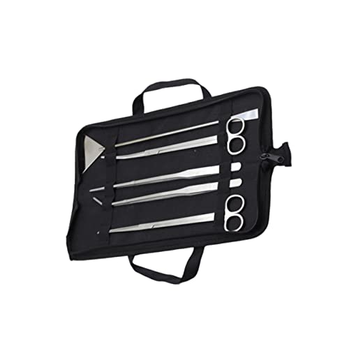 ibasenice 5pcs Aquarium Maintenance Tool Set Stainless Steel Scissors and Tweezers for Aquascaping Includes Canvas Storage Bag for Freshwater and Plant Care