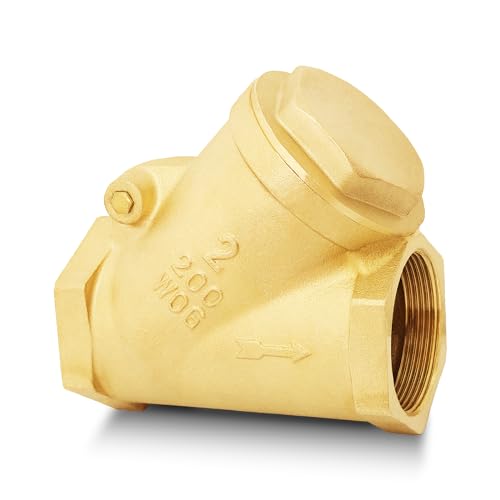 2" NPT Brass Y-Type Check Valve, Y Type Non Return Swing Check Valve, Level One Way Counterflow Valve to Prevent the Medium Backflow for Oil Water Gas Air（2", DN50） - size: 2"-NPT
