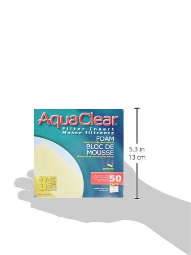 AquaClear 50 Foam Filter Inserts, Aquarium Filter Replacement Media, 3 Count (Pack of 1), A1394 - color: White, size: 3 Count (Pack of 1)