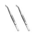 Stainless Steel Tweezers, with Curved Serrated Tip Multipurpose Sewing Machine Tweezers Forceps for Craft Repairing (2 Pcs set)
