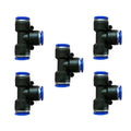 5 Pcs 1/2" x 1/2" x 1/2" Pneumatic T Shaped 3 Way Tube Reducer Connector, Quick Push to Connect Tee Fitting - size: 0.5 Inch, style: Tee Union