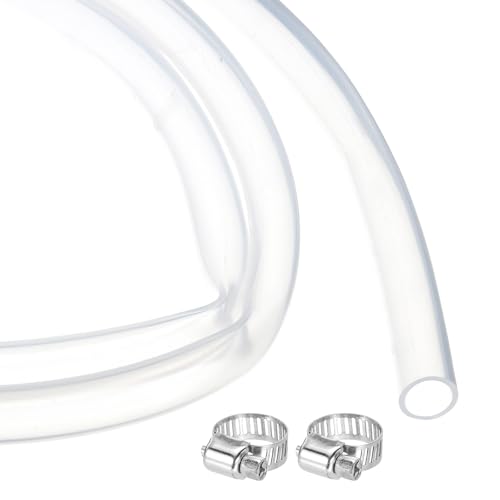 MECCANIXITY 3.3ft Clear Silicone Rubber Tubing 5/16" ID Plastic Tube Flexible Air Hose for Brewing, Wine Making, Pump Siphon, 8mm x 11mm, with 2pcs Clamps - color: Clear, size: 8mm x 11mm