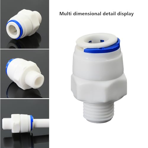 1/4"M to 3/8" Push-Fit Adapter for RO Water Filter, 5 Pcs | Straight quick-connect fitting connects 1/4" male thread to 3/8" hose for RO filters, beverage dispensers & water systems. - style: 1/4" Male Thread to 3/8" Quick-Connect Straight