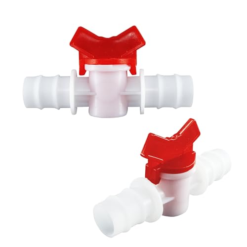 3/4-Inch Drip Irrigation Barbed Valve, Drip Line Ball Valve Shut-Off Plastic Switch Hose Connectors, Drip Irrigation Tubing Parts for Drip Irrigation and Aquariums White, 2PCS, L0223 - size: 0.75 Inch