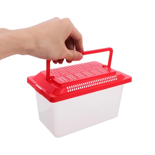 ERINGOGO Portable Fish Tank and Turtle Habitat Breeding Box, Pp Plastic Handheld Aquarium, Impact-Resistant 18x11x11cm for Small Pets and Reptiles Transportation