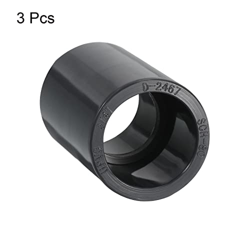 PATIKIL UPVC Pipe Fitting 3/4" Socket Schedule 80, 3 Pack Straight Coupling Adapter Connector, Gray - size: 0.75 Inch