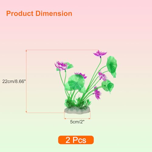 uxcell Aquarium Artificial Plants, 2 Pcs Fish Tank Plants Decorations Accessories Aquatic Ornaments Decor Water Grass, Rose Red-Green (Lotus Flower) - color: Rose Red-green