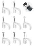 Jadaol Cable Clips 100Pcs 8mm Nail in Clips for Round Ethernet Cables Wall Clips Cable Tacks Electrical Wire TV Cable Speaker Wire Coax Clips Cable Nails for Cords Cat5/Cat5e/Cat6/Cat7 RJ45 Cord Clips