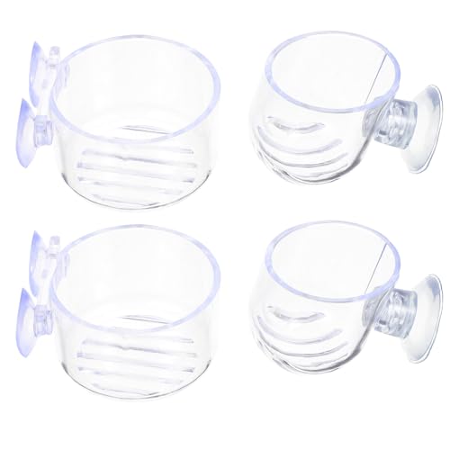 Mipcase 4Pcs Aquarium Plant Holders with Suction Cups Compact Fish Tank Feeder Cups for Bloodworm Shrimp Feeding Durable Aquarium Accessories for Aquatic Plant Pots