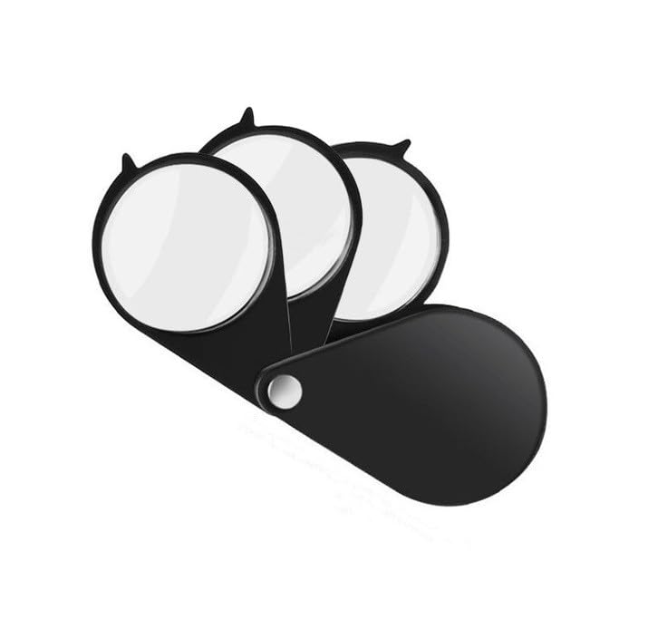 Pocket Magnifier Loupe 5X 10X 15X Triple Folding Magnifying Glass Jewelry Eye for Gemstone Coin Stamp Reading