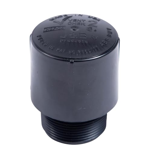 1-1/2" Male Threaded Vent Check 2 Secondary Venting Solution Air Admittance Valve AAV with Patented Spring Mechanism & Compatible with Schedule 40 ABS Adapters Designed for RVs (Black) - color: Pack of 1 - Recreational Vehicle