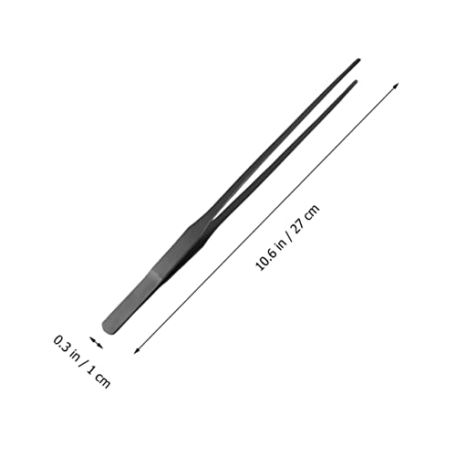 BESPORTBLE 2pcs Stainless Steel Aquatic Plant Tweezers Black Curved and Straight Tongs for Fish Tank Plants Resistant Tools for Easy Planting and Maintenance