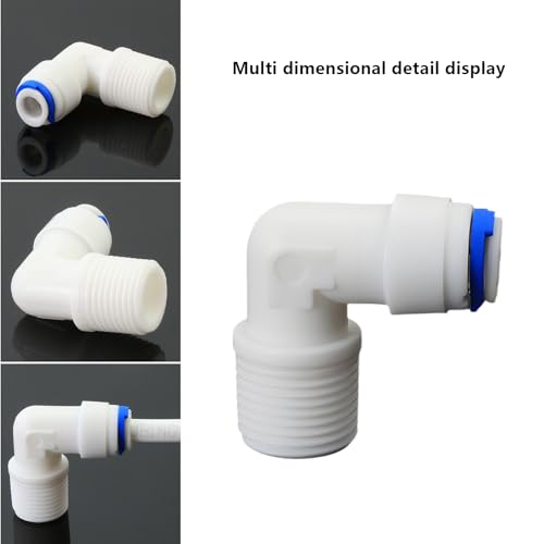 3/8"M to 1/4" Tube Elbow Push-Fit Adapter, 5 Pcs | Quick-connect adapter for RO reverse osmosis water filter systems, beverage dispensers & water purifiers. - size: 3/8"MPT to 1/4" QC Elbow Adapter
