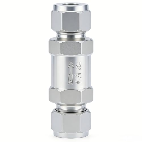 304 Stainless Steel Compression Check Valve, 1/4" OD One Way Backflow Prevention Non-Return Valve, 1pc ﻿
