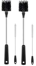 4 Pack Water Bottle Brushes with Straw Cleaner, Stainless Steel Handle Baby Bottle Brush Cleaner, Kitchen Scrub Cleaning Brushes for Cup, Wine Glasses, Coffee Mugs, Tumblers, Wine Decanters, Black - style: 2 Bottle Brushes With 2 Straw Brush