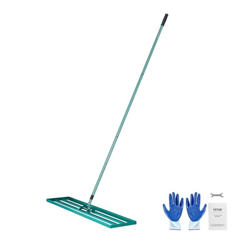 VEVOR Lawn Leveling Rake, 48""x10"" Level Lawn Tool, Heavy-Duty Lawn Leveler with 78"" Steel Extended Handle, Yard Leveling Rake Suit for Garden, Golf Lawn, Farm, Green - size: 48"x10", style: Classic: Alloy