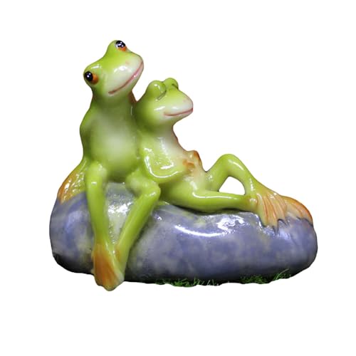 1Pc Cartoon Frog Bonsai Ornament - Creative Couple Design for Cross-Border Garden Micro Landscapes, Suitable as Succulent Planter Decor & Fish Tank Decoration, Whimsical Animal-Themed Accent