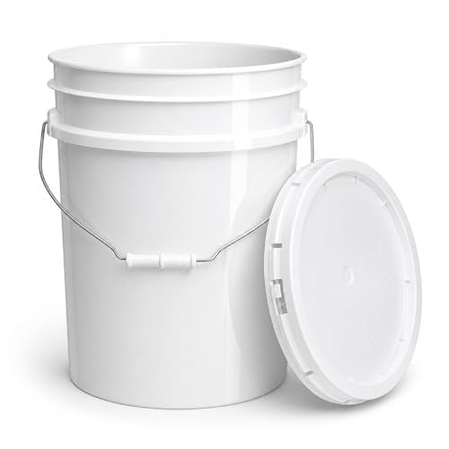 ePackageSupply 5 Gallon Bucket - Food Grade Bucket with Airtight Gasketed Tear Strip Lid, BPA-Free, Heavy-Duty 90 Mil HDPE Plastic Pail, Bulk Storage, Durable Container, Made in USA - White, 6 Packs - size: 6 Packs