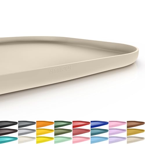 SMILOOL Silicone Pet Food Mat with Raised Edge for Food and Water Bowl, Dog Feeding Mats, Cat Food Trays for Floor Waterproof, Rubber Tray for Dogs and Cats, 19 x 12 x 0.7 Beige - color: Beige, size: 19"L x 12"W