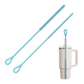 YOTIME Silicone Straw Cleaner Brush, 2Pcs Reusable Straw Brush Extra Long for Cleaning Tumbler with Handle and Glass Metal Smoothie Straws, Non-slip Handle Soft and Bendable, 6mm+9mm, Blue - color: Blue
