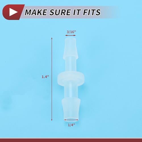 5 Pcs Aquarium Plastic Hose Barb Fitting 3/16" to 1/4" Hose ID Connectors Clear Plastic - size: 3/16"-1/4"