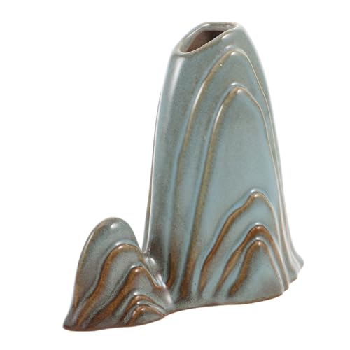 Zerodeko Ceramic Mini Mountain Fish Tank Landscape Decoration Versatile Bonsai Decor for Home Office Zen Garden Accessory Multiuse Brush Holder for