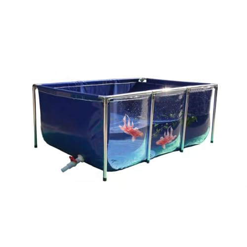 PVC Canvas & Steel Pipe Frame, Large Aquarium Pool Pond for Fish & Aquatic Pets, Transparent Viewing Window Panel, Easily Assembled(150x100x71cm) - size: 150x100x71cm