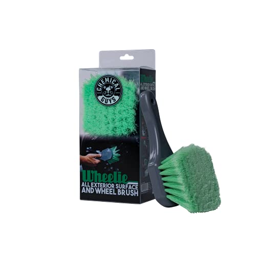 Chemical Guys ACCG08 Wheelie All Exterior Surface and Wheel Brush (Safe for Cars, Trucks, SUVs, RVs, Motorcycles, & More) Green (Pack of 12) - size: (Pack of 12), style: Wheelie