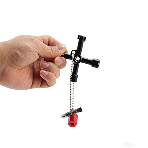 4-Way Water Key, Premium Sillcock Key, Radiator Bleeder Key Multi-Functional Shut off Tool for 1/4", 9/32", 5/16", 11/32" Valve & Spigot, Ideal for Home, Public & Commercial