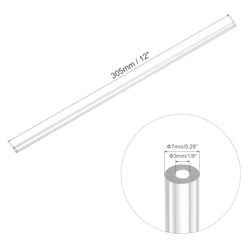uxcell Clear Rigid Tubing 3mm(1/8") ID x 7mm(0.28") OD x 1Ft Length Round Plastic Polycarbonate Tube - size: 3mmx7mm