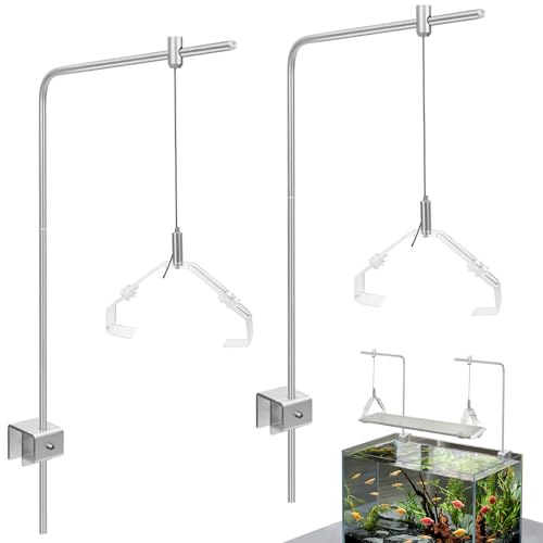 2Pcs Aquarium Light Rack, Adjustable Aquarium High Brightness Light Hanging Holder Kit for Freshwater & Saltwater Fish Tanks