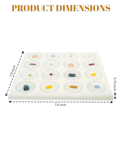 Novel Box Gem Jars 16 Medium Size Gemstone tray | White Tray Foam Sheet 7.8X7.8X0.75 | Jewelry Display Rock Storage Box Insert | Gemstone display Trays for Collectibles - color: White Foam Liner with 16 Gem Jars
