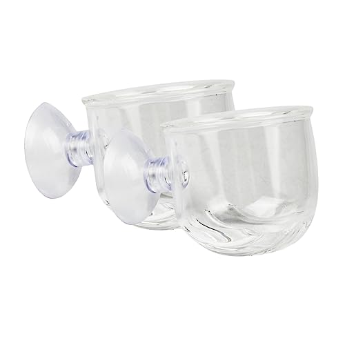 BESPORTBLE 2-piece Glass Feeding Cup for Fresh Saltwater Aquariums Fish Feeder Suction Cup Ideal for Brine Shrimp Eggs Aquarium Equipment Supplies Size s