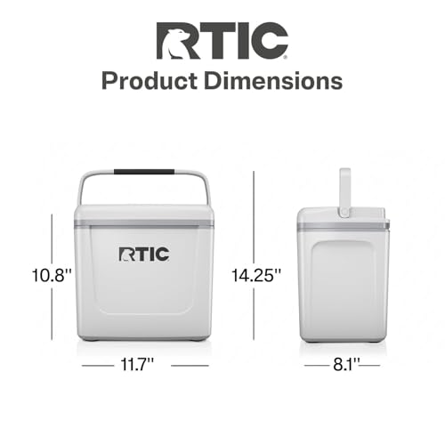 RTIC 8 QT Road Trip Personal Cooler, Small, Compact, Insulated, Portable Ice Chest Box for Food, Drink, Beverage, Beach, Camping, Picnic, Fishing, Boat, 12-Can Capacity - color: White & Grey