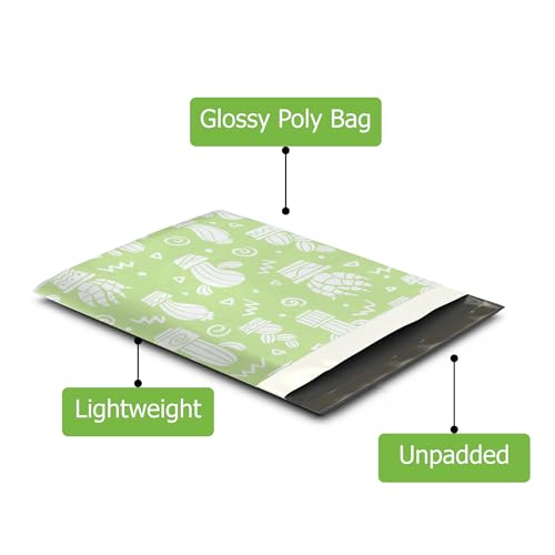 12x15 (50) Green Cactus Designer Poly Mailers Waterproof Self Sealing Tear Resistant Polymailers Shipping Envelopes Premium Printed Bags For Small Businesses - color: Green Cactus, size: 12x15