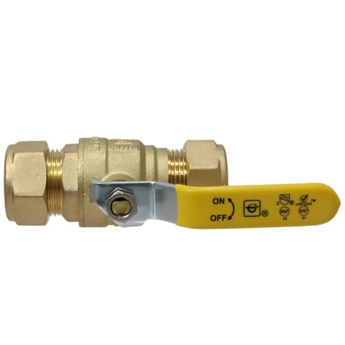 XFITTING 3/4 inch Compression Ball Valve, Full Port, Brass, 600 WOG (Water, Oil, Gas), 1 Piece - size: 0.75 Inch