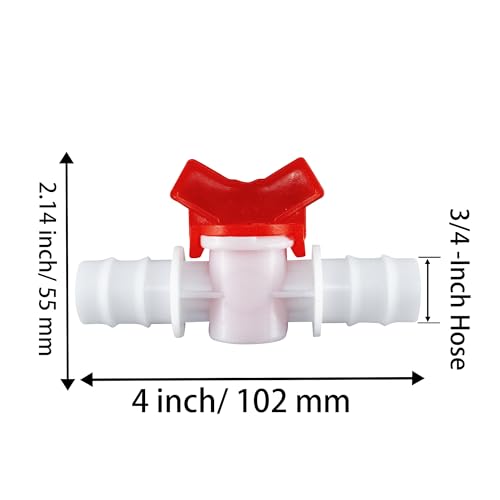 3/4-Inch Drip Irrigation Barbed Valve, Drip Line Ball Valve Shut-Off Plastic Switch Hose Connectors, Drip Irrigation Tubing Parts for Drip Irrigation and Aquariums White, 2PCS, L0223 - size: 0.75 Inch
