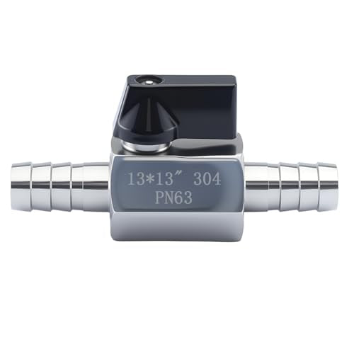 1/2″ Hose Barb Ball Valve, 304 Stainless Steel Mini Fuel Shut Off Valve,Heater Hose Shut Off Valve for Water Gas Fuel Drip Irrigation and Aquariums - size: 1/2″ Hose Barb