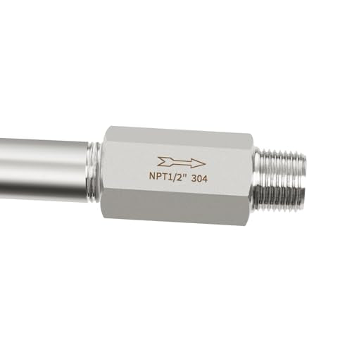 ChillWaves 304 Stainless Steel In-Line Siamese Check Valve 1/2" NPT Male x 1/2" NPT Female Thread, One-Way Non-return Check Valve for Backflow Prevention(1-PACK) - size: 1/2" MNPT x 1/2" FNPT, style: Siamese Check Valve