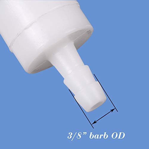 3/8" Barb Hose One Way Inline Check Valve Non Return Ozone Resistance PVDF Plastic One-Way Fuel Oil Water Gas Pump Air Check Valve, 2 Pcs