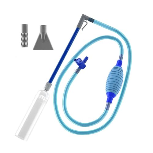 Worparsen Manual Swimming Pool Vacuum Cleaner with 2 Nozzle Adapters Clear Siphon Hose Adjustable Valve Detachable Fish Tank Water Change Spa Hot Tub Blue Long - color: Blue Long
