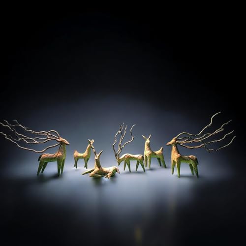 Azil Driftwood Deer Aquarium Decoration – Unique & Artistic Fish Tank & Terrarium Ornament, Safe & Eco-Friendly for Aquascaping & Reptile Habitats (Deer with Long Antlers)
