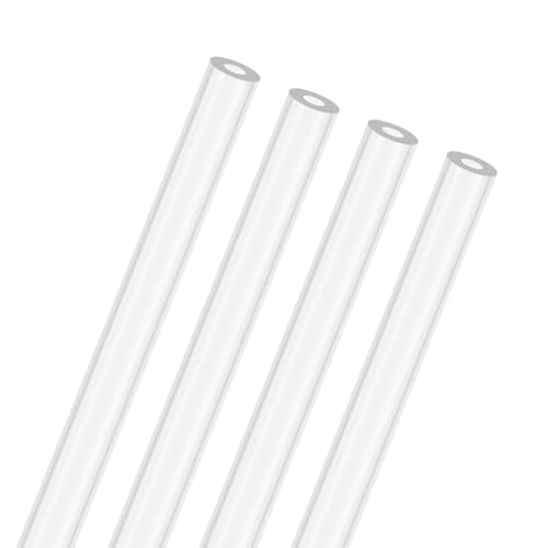 M METERXITY 4-Pack Clear Rigid Acrylic Pipe, 3mm[0.12"] ID x 7mm[0.28"] OD Plastic Round Tube for Water Cooling System/Lamps/Fountains/Aquariums/Display Stand, Acrylic Tubing [305mm/12IN] - size: 3mm ID x 7mm OD