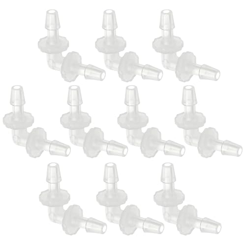 PATIKIL 5/32" Plastic Hose Barb 90 Degree Elbow, 10 Pack L-Barb Fittings 2 Way Equal Barbed Joint Connector Splicer Mender Hose Adapter Union Adapter for Aquarium Fuel Gas Liquid Air - size: 5/32"