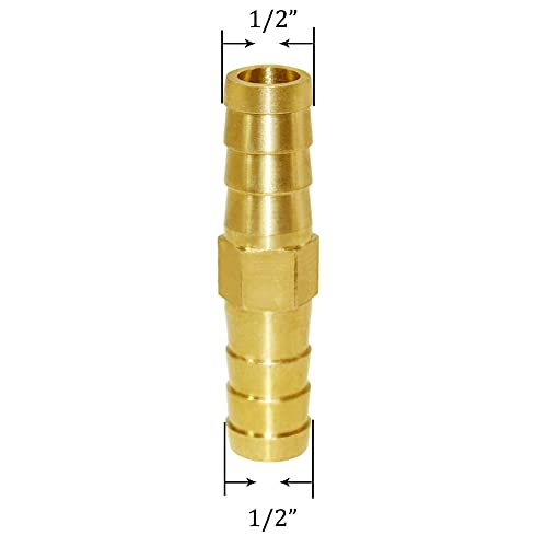 Joywayus Hose Barb Fitting 1/2" Hose ID,Hex Union Brass Fitting Water/Fuel/Air with 20 Stainless Steel Clamps(Pack of 10) - size: 0.5 Inch, style: 10PCS