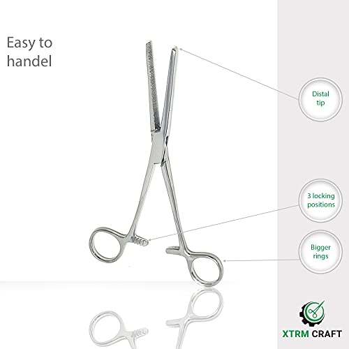 Pean Hemostat Straight and Curved Multipurpose Locking Tweezer Clamps Serrated, Stainless Steel - Hemostats for Nurses, Fishing Forceps, Crafts and Hobby - size: 5.5", style: Straight