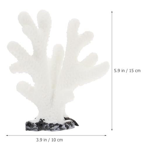 FOMIYES Fish Tank Decorations - 5pcs White Resin Coral Landscaping Accessories, Fake Diorama Supplies, Ocean Kit, Aquarium Reef Ornament Plant