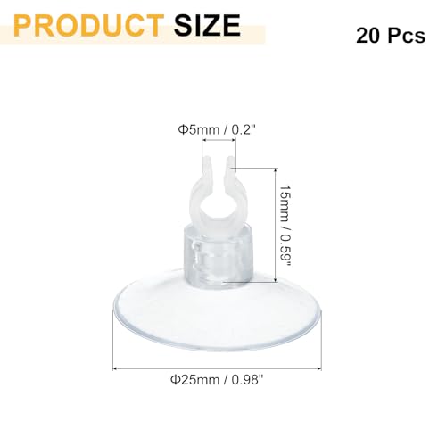 uxcell 20Pcs Aquarium Suction Cup Clip, 5mm Airline Tube Holders Clamps Cup Holder Sucker Tube Suckers for ID Airline Tubing Fish Tank, Clear